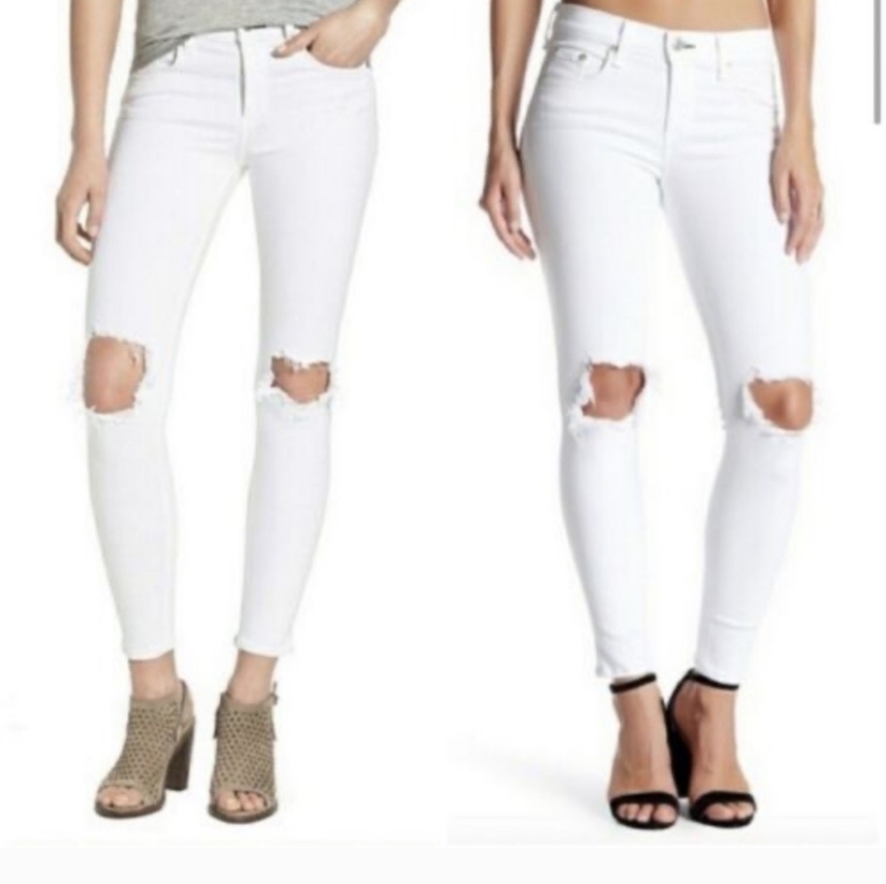 NWT Rag & Bone Distressed Skinny Capri Jeans  Sz 27 in White